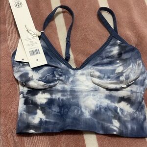 Tory Burch Blue and White Tie-Dye Bralette